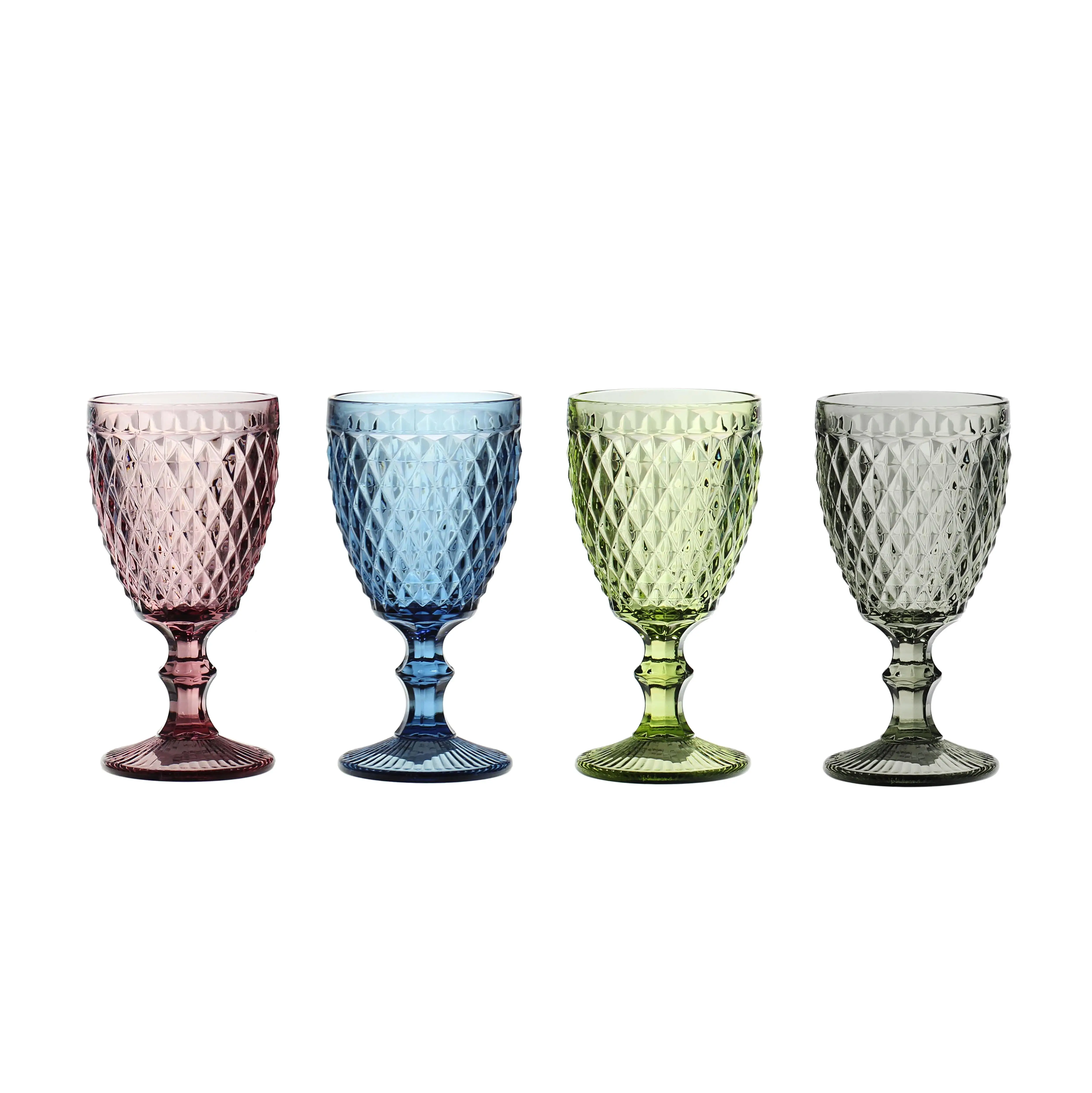 vintage lead-free red wine glasses colored wedding goblet blue pink green glass goblets