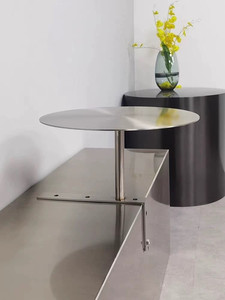 Table ronde murale robuste et peu encombrante en acier inoxydable, table de bistrot, table de café, table de bar, table d'appoint - Product Image 2