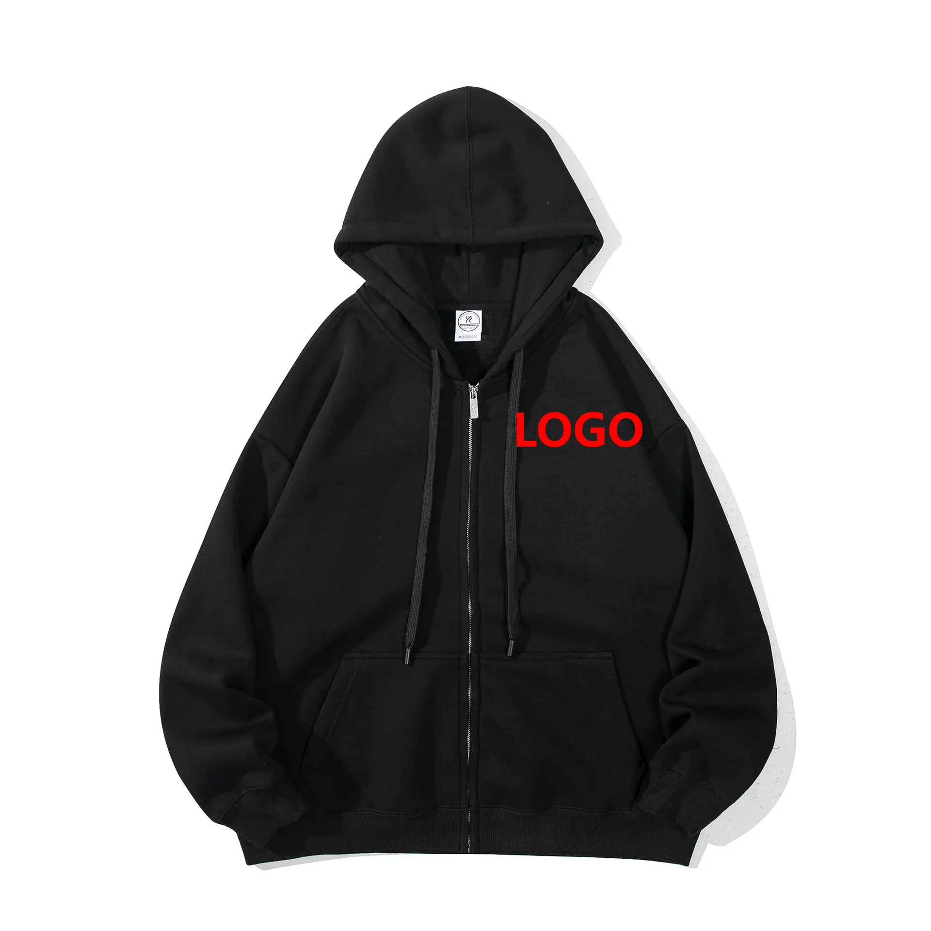 Chất Lượng Sang Trọng Dây Kéo lên Hoodies Người Đàn Ông Unisex Thời Trang Đường Phố Bán Buôn Tùy Chỉnh Thêu Biểu Tượng Đồng Bằng Nặng 360G Mềm Hoodies