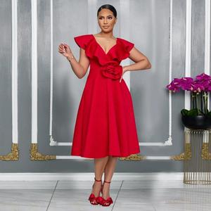 barbie dress for 7th birthday Reign High Slit Red Long Evening Dress – D&D Clothing main image 0