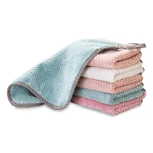 Microfiber Absorbent Kitchen Dish Cloth Towel,Non-stick Oil Washing Cloth Rag,Household Coral Chemical Free Cleaning Towels