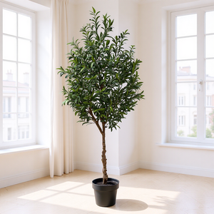 Grand arbre <span class=keywords><strong>d</strong></span>'olivier <span class=keywords><strong>d</strong></span>'<span class=keywords><strong>intérieur</strong></span> en plastique de style nordique avec feuilles ultra-réalistes, ornement en pot écologique - Product Image 1