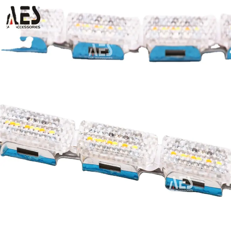 AES 16PCS Chips LED DRL 12V White Amber Sequential LED Strips Daytime Running Lights LED Turn Signals for Audi Car lights