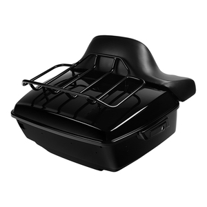 Baú Tour Pak King Size de 13,7 polegadas com encosto e rack, compatível com motocicletas Harley Touring Road Street Glide 2014-2023, ABS preto brilhante. - Product Image 1