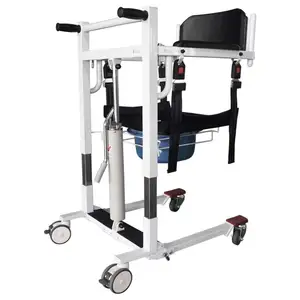 EU Standard Hydraulic Manual Foldable Patient Lift Handicapped Transfer Chair With Commode For Paralyzed Old People