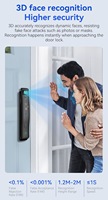 Cerradura Inteligente con Videoportero WiFi Tuya Cloud, Reconocimiento Facial, Huella Dactilar, Contraseña, Control por Aplicación, Anti-robo, Madera/Aleación de Aluminio