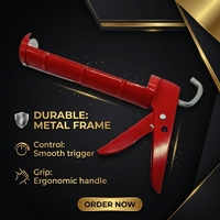 Pistolet à mastic Red Skeleton robuste 10 oz avec cliquet, outil de construction et de décoration