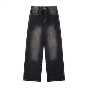 Yüksek kaliteli yıkama Denim pantolon amerikan Retro sokak Punk <span class=keywords><strong>mo</strong></span> kirli renk taşlama beyaz rahat düz bacak moda pantolon kot - Product Image 1