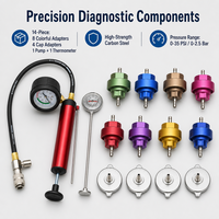 Kit de testeur de pression de radiateur universel professionnel 14 pièces, détecteur de fuite du système de refroidissement du moteur, outil de diagnostic de réparation automobile