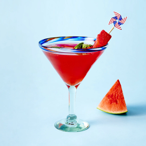 Verres à <span class=keywords><strong>martini</strong></span> mexicains soufflés à la main, verrerie rouge, blanche et bleue - Product Image 2