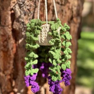 Custom Handmade Modern Design Green Radish Vertical Crochet Orchid Flower Hanging Ornament Yarn Woven Plant Pot Home <b>Decoration</b> - Product Image 2