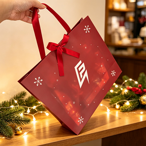 Christmas Holiday Paper <b>Bag</b> Set <b>Personalized</b> Logo Printed <b>Gift</b> <b>Bag</b> Custom Shopping <b>Bags</b> for Packaging Hair Cosmetics Business - Product Image 3
