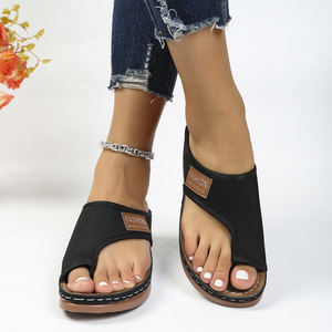 Sandales compensées d'été <span class=keywords><strong>pour</strong></span> femmes, orthopédiques haut de gamme, à bout ouvert, en cuir PU antidérapant, style vintage, décontractées, plateforme rétro - Product Image 4