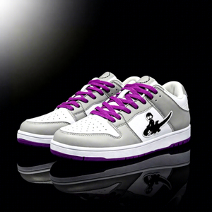 Chaussures de skate pour hommes, design tendance, légères, respirantes, empeigne en mesh, couleurs gris, blanc, violet, baskets pour l'automne et l'été - Product Image 1