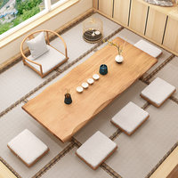 Table basse en bois massif de style japonais avec chaise, personnalisable, assemblage requis, pour balcon et salle de thé