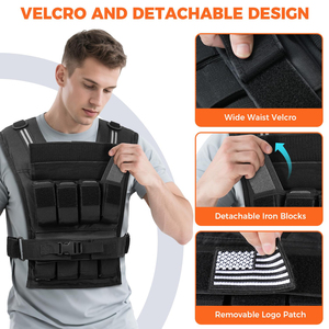سترة متعددة الوظائف مرجحة قابلة للتعديل لتدريب القوة الأساسية تمرين الوزن التكتيكي سترة تدريب اللياقة البدنية - Product Image 5