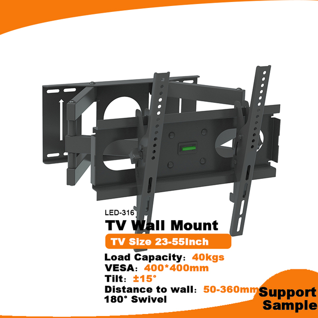 LED-316 TV Wall Mount, Full Motion TV Wall Mount for Most 26-55 Inch, Wall Mount TV Bracket up to 88 LBS