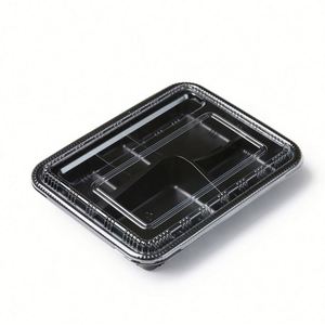Conteneur alimentaire carré jetable en PET écologique de 2500 ml, inviolable, pour yaourt, noir, pour fêtes, boîte en papier, 7-12 pièces - Product Image 2
