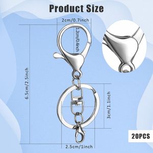 Sets Lobster Claw Clasps <b>Hook</b> With Swivel Clip Flat Split Keychain Ring And Little Lobster Clasp Keychain Bulk Gold Silver Metal - Product Image 2