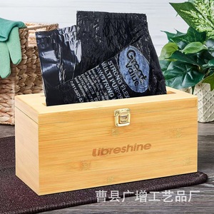 Bamboo Trash Bag <b>Storage</b> <b>Box</b> Square Wall Mounted <b>Kitchen</b> Organizer Covered - Product Image 2