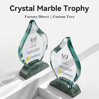 Trophée Flamme de Cristal sur Base en Marbre, Forme de Flamme Ascendante, Grande Surface de Gravure, Récompense pour Équipe Championne et Reconnaissance des Employés - Vente Chaude