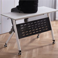 Combinaison Table-Chaise en Bambou Mobile, Bureau de Formation Modulaire, Table de Conférence Pliante pour Salle de Classe, Design Minimaliste Moderne