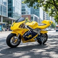 Mini-moto 49cc, moteur 2 temps refroidi par air, démarrage manuel, vitesse maximale 40-60 km/h