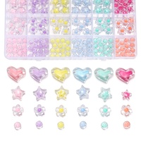 Kit de Fabricación de Pulseras con Cuentas Acrílicas, Cuentas Coloridas Transparentes en Forma de Corazón, Estrella y Flor, Kit de Manualidades para Niñas