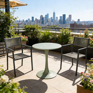Ensemble de meubles de restaurant extérieur toutes saisons, <span class=keywords><strong>table</strong></span> ronde et chaises en rotin, ensemble de salle à manger de jardin en aluminium - Product Image 2