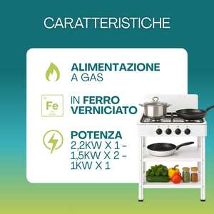 Cuisinière à gaz mobile 4 brûleurs 2 étagères pour camping et jardin 49x49x82 cm avec allumage - Product Image 3