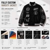 Veste de baseball en laine noire avec logo personnalisé pour homme, manches en cuir, veste de style universitaire, broderie de patch en chenille, fabrication OEM