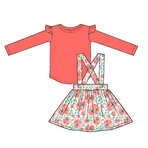 Set di Due Pezzi con Abito Stampato Rosso Brillante e Vivace, Abbigliamento per Bambine all'Ingrosso, Vestiti e Completi per Ragazze - Product Image 4