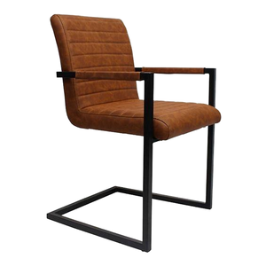 Fauteuils de salle à manger en PU pour salon, avec pieds en tube métallique, revêtement en cuir poudré, fauteuils d'accueil pour réunions et cuisine, vente directe usine - Product Image 2