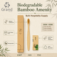 Ensemble d'articles de toilette pour hôtel 100% bambou, kit pour invités zéro déchet, accessoires de salle de bain écologiques pour éco-lodges