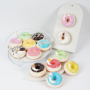 Large PU realistic donut food toy model, realistic dessert cake bread refrigerator magnet, dessert <b>table</b> decoration. - Product Image 1