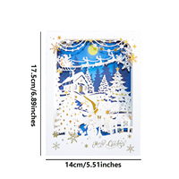 Nouveau Style Creux Rouge Fond Doré Blanc Cheminée Arbre De Noël Feu Blanc Cheval Joyeux Noël 3D pop up Carte De Voeux