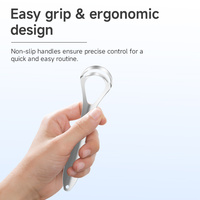 Too Care Ensemble de 3 gratte-langues en acier inoxydable avec design antidérapant en forme de U, écologique, boîte de voyage portable pour usage domestique