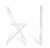 Chaise d'Hôtel Pliante en Plastique Blanc à Cadre en Acier Empilable et Portable pour Événements Intérieurs et Extérieurs, Vente en Gros