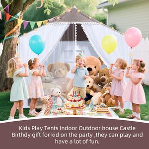 Tente <span class=keywords><strong>de</strong></span> jeu pour enfants en polyester avec bande lumineuse, couleur rose, pour intérieur et extérieur – Grande vente - Product Image 6