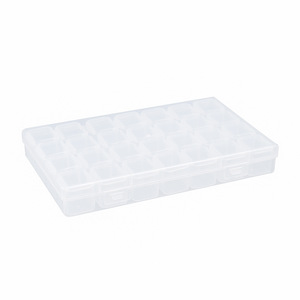 Caja de almacenamiento de joyas transparente con 28 compartimentos, tapa y compartimentos para organizar piezas de abalorios para decoración de uñas, tamaño de 2,5 cm - Product Image 2