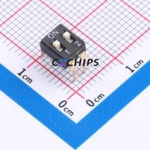 DSIC-02-LD-GET DIP Switch Through hole Component (THT) Switch Flat Toggle, Raised Type Single Pole Single Throw 2 2.54mm - Product Image 1