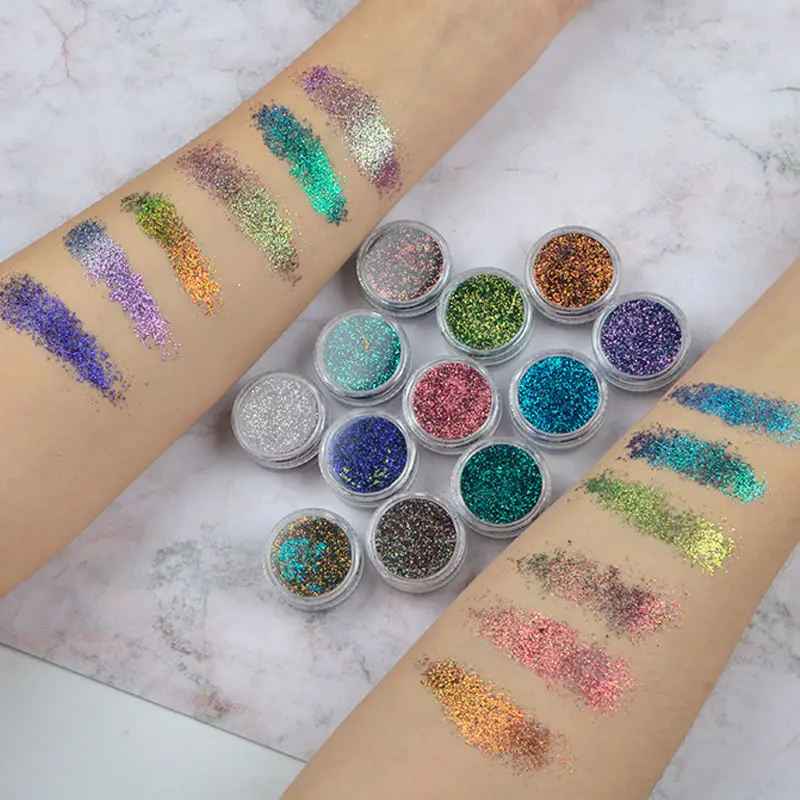 12 Màu Sắc Tố Cao Nhãn Hiệu Riêng Trang Điểm Đơn Eyeshadow Glitter Pigment Set