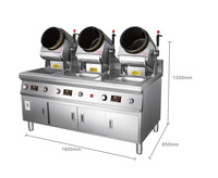 Mesin Masak Otomatis Robot Tiga Kepala Semikron 110V/220V Gas Alam Robot Dapur Peralatan Dapur Komersial