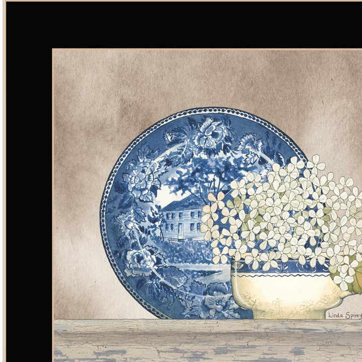HMS Set of Two the Farmhouse Blues Black Framed Print Wall Art Floral Paintings