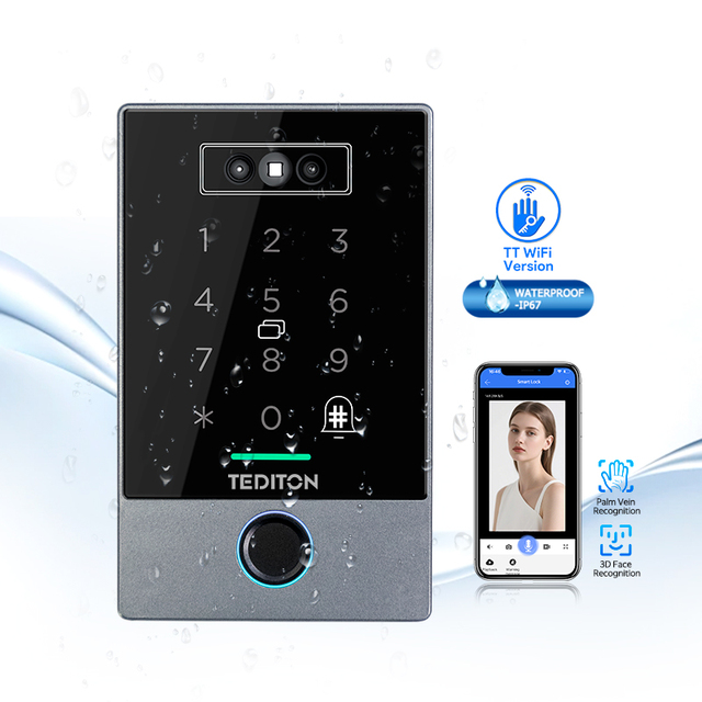 Tediton Waterproof ip67 Outdoor Face Keypad Rfid Door Lock Intelligent Fingerprint Remote Access Control System With Camera