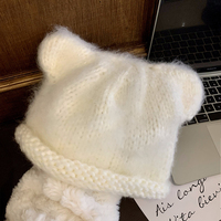 Gorro de lana unisex con orejas de monstruo, estilo adorable, cálido para invierno, con diseño que cubre los dedos de los pies