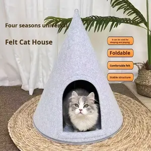 Noel ağacı Pet House köpek evi bitmiş DIY kiti çevre dostu katı düğme kapatma keçe koni klasik kapalı açık tüm - Product Image 3