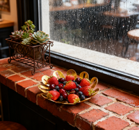 Décor à la maison en acier inoxydable écologique empilable fruits égouttoir panier en forme de fleur luxe or cuisine plateau de service et bols de fruits