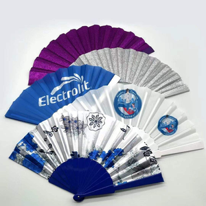 Éventail pliant <span class=keywords><strong>publicitaire</strong></span> personnalisé en plastique de couleur unie, imprimé, cadeau d'affaires, souvenir, décoration, accessoires de festival - Product Image 2