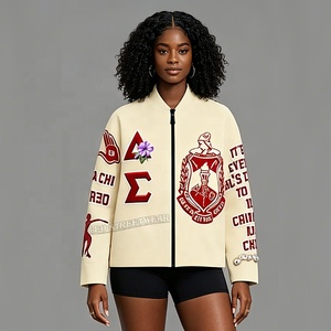 Veste personnalisée en jacquard tissé avec motifs Sororité grecque, Delt a <span class=keywords><strong>Sigm</strong></span> a Thet a, style tapisserie et à sequins, pour femme - Product Image 3